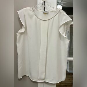 Tahari ASL Cream Blouse with Cap Sleeves